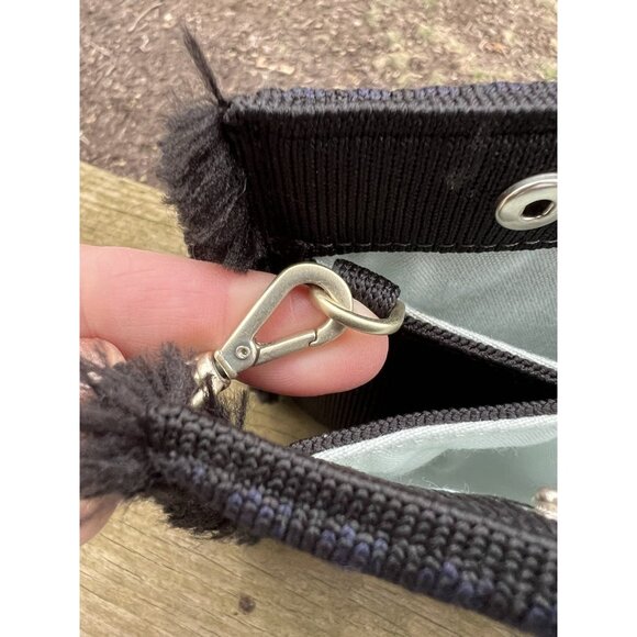 Rothy's convertible shoulder clutch blue black fringe bow bag coquette - Picture 11 of 16